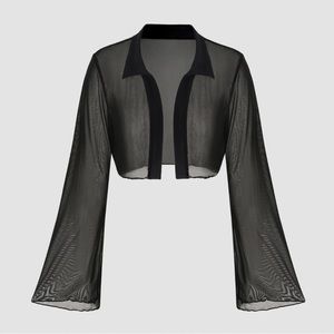 Mesh Collared Black Coverup